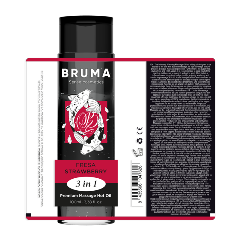 BRUMA - Premium varmende massasjeolje Jordbær 3-i-1 100 ml