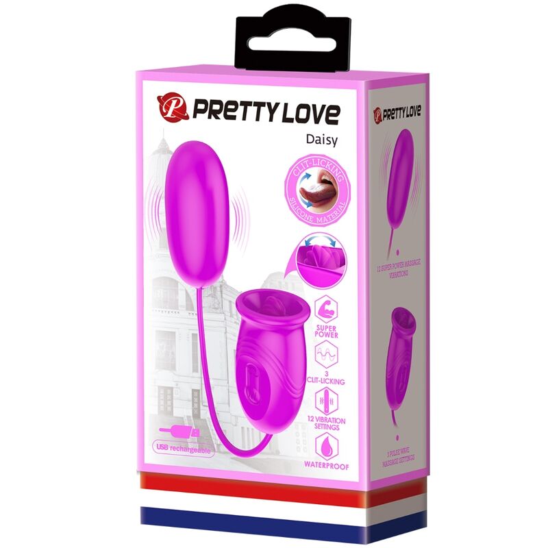 PRETTY LOVE - Daisy Dual Egg Vibrerende egg med slikketunge
