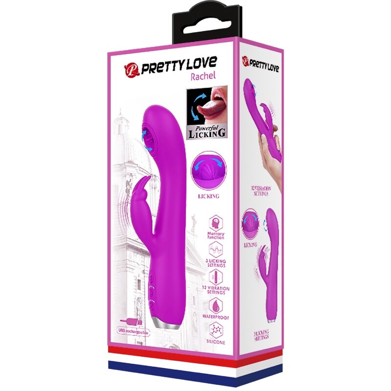 PRETTY LOVE - Rachel Oppladbar Slikkevibrator med Sugekopp