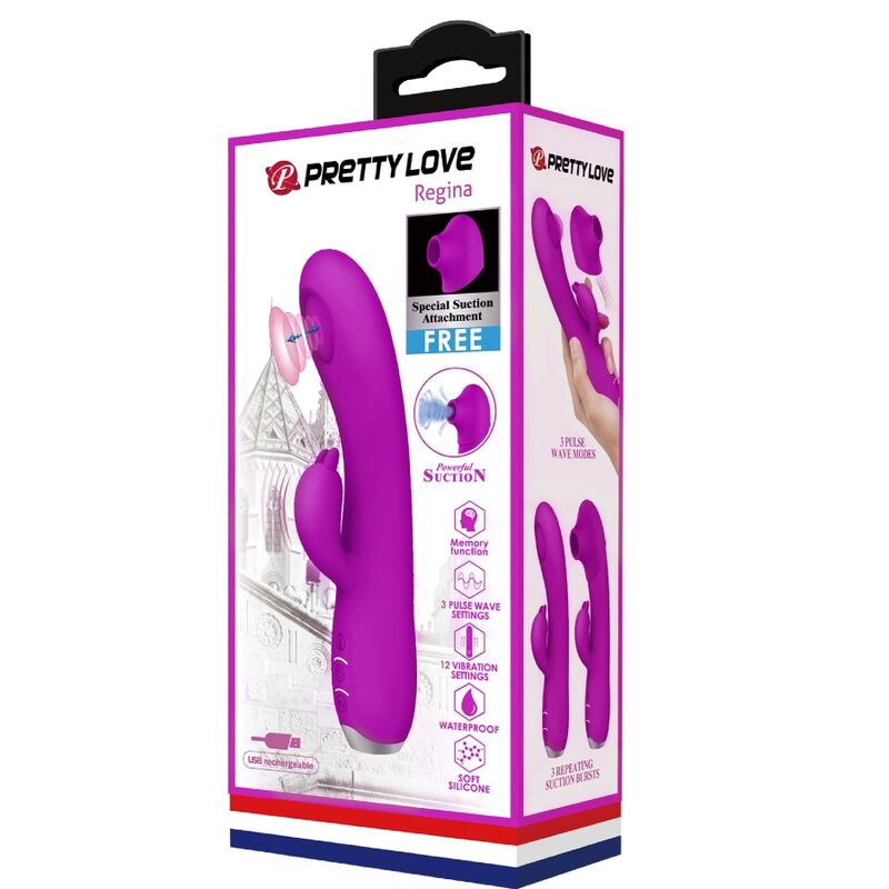 PRETTY LOVE - Regina Oppladbar Trykkbølge-vibrator med Sugekopp