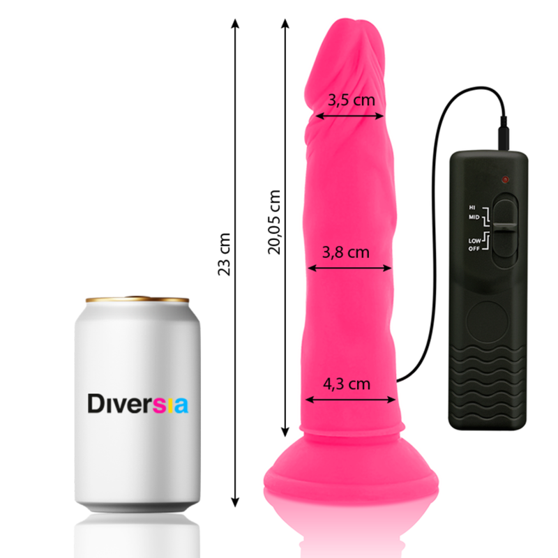 DIVERSIA - Fleksibel Vibrerende Dildo Rosa 23 cm