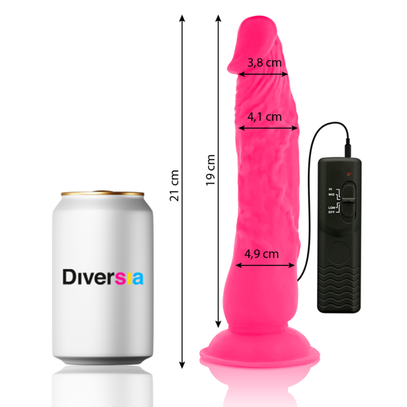 DIVERSIA - Fleksibel vibrerende dildo Rosa 21 cm
