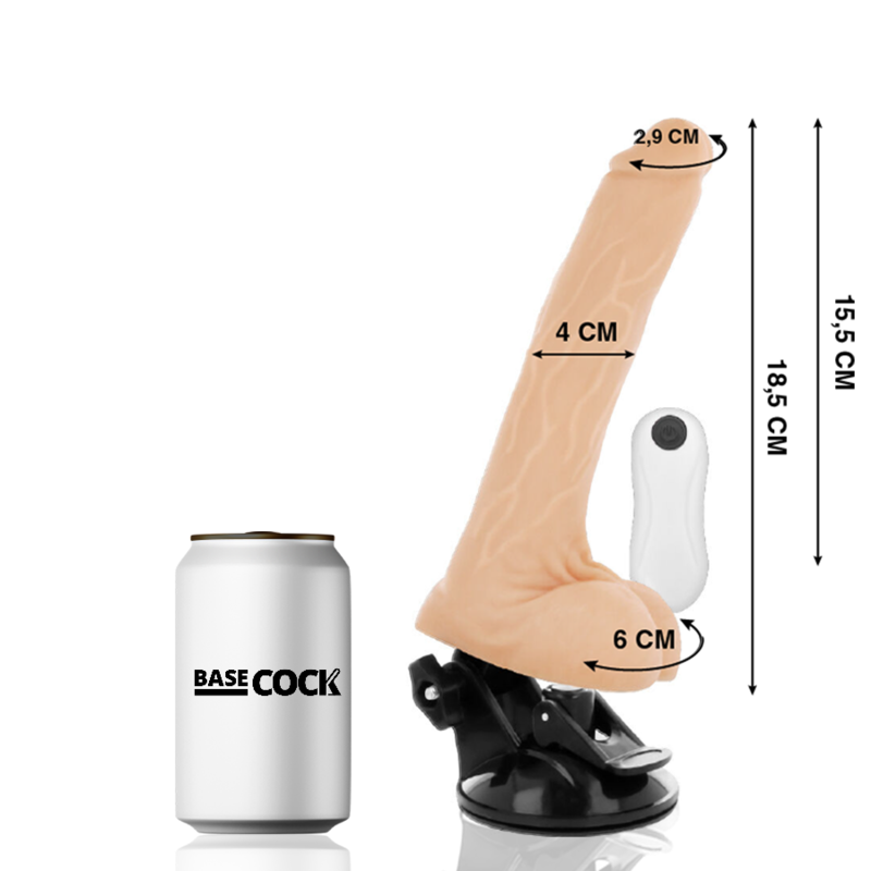 BASECOCK - Realistisk Bøyelig Vibrator med Fjernkontroll Hudfarge 18,5 cm