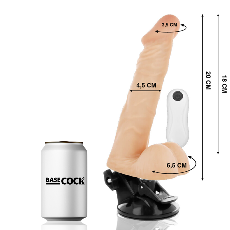 BASECOCK - Realistisk Bøyelig Vibrator med Fjernkontroll Hudfarge 20 cm