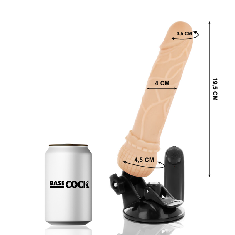 BASECOCK - Realistisk Vibrator med Fjernkontroll Hudfarge 19,5 cm