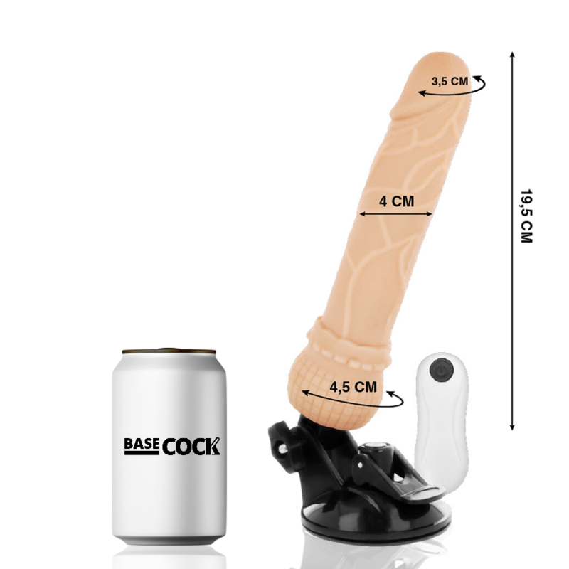 BASECOCK - Realistisk Vibrator med Fjernkontroll Hudfarge 19,5 cm (12 modi)