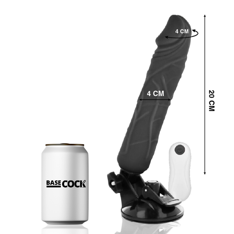 BASECOCK - Realistisk Vibrator med Fjernkontroll Sort 20 cm (12 modi)