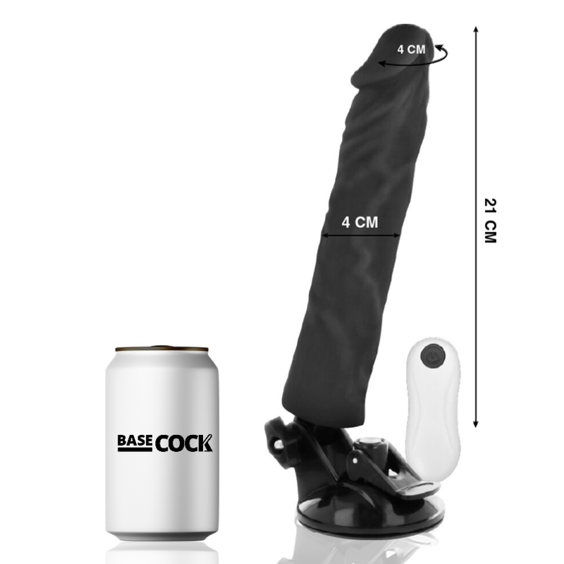 BASECOCK - Realistisk Vibrator med Fjernkontroll Sort 21 cm
