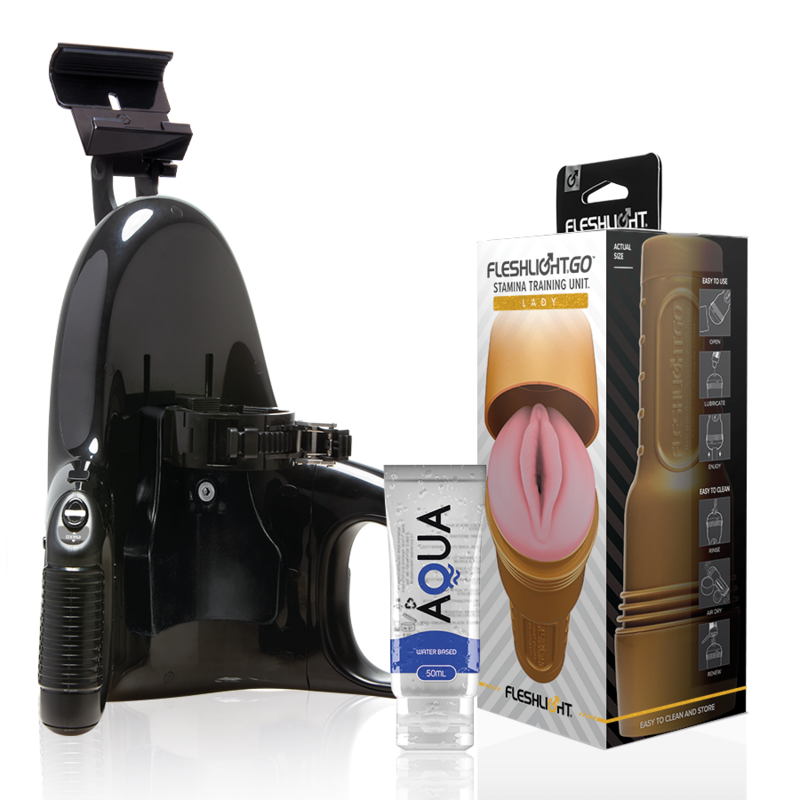 Fleshlight Stamina Go Lady Masturbator + Universal Launch + Glidemiddel 50 ml