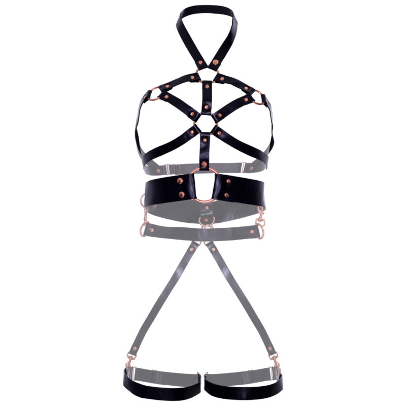 LEG AVENUE - Body-Harness i Vegansk Skinn med Nagler