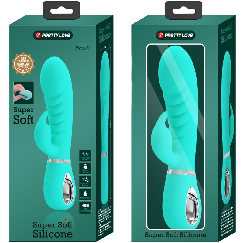 PRETTY LOVE - Prescott Rabbitvibrator for G-punkt Akvagrønn
