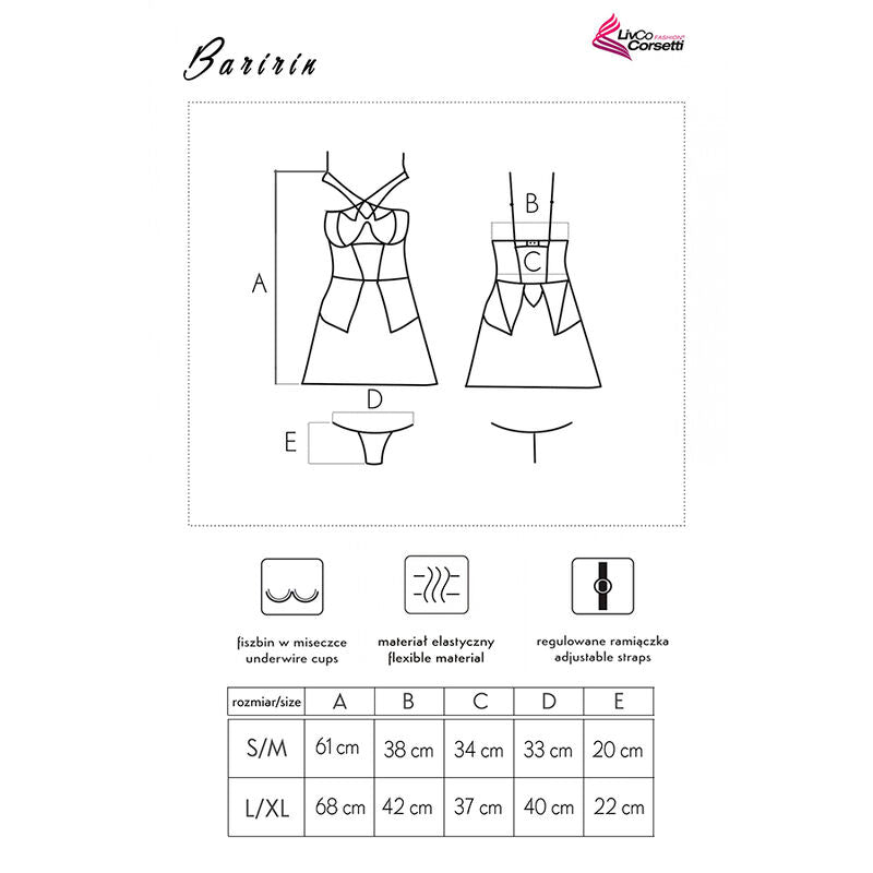 LIVCO CORSETTI FASHION - Baririn skjorte + truse Sort L/XL
