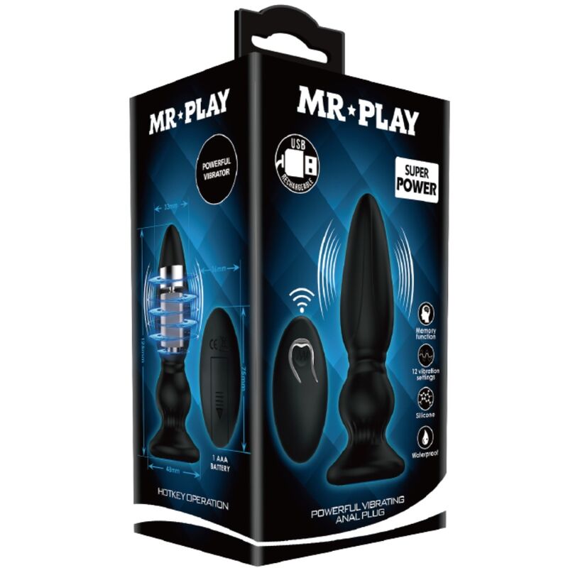 MR PLAY - Kraftig Vibrerende Analplugg med Fjernkontroll