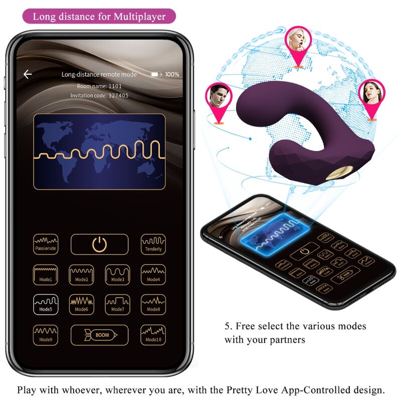 PRETTY LOVE - Billy Parvibrator med fjernkontroll Lilla (gratis app)