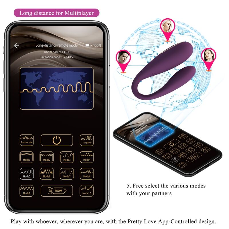 PRETTY LOVE - August Fjernstyrt parvibrator Double Pleasure
