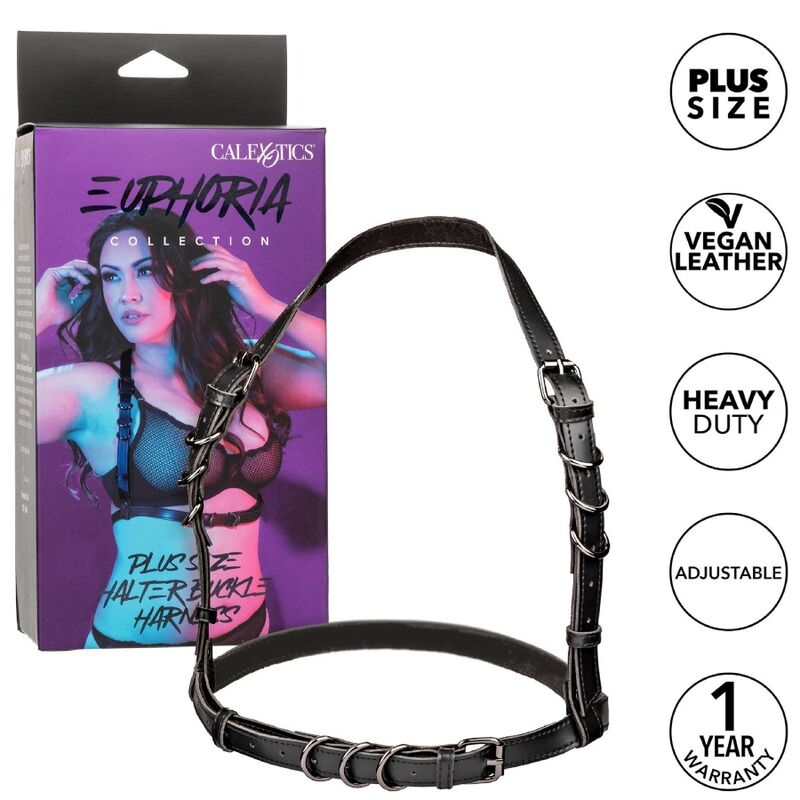 CALEXOTICS - Euphoria Halterneck-Harness med Spenne Sort Plus Size