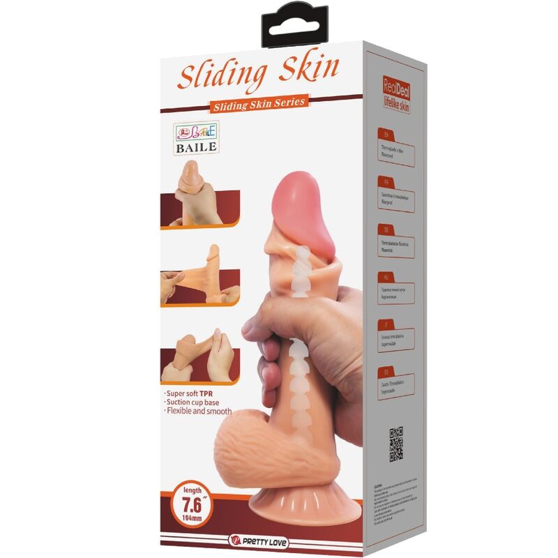 PRETTY LOVE - Sliding Skin Realistisk dildo med sugekopp 19,4 cm