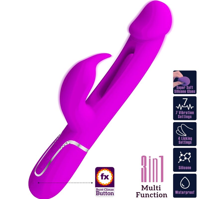 PRETTY LOVE - Kampas Rabbitvibrator 3-i-1 med tunge