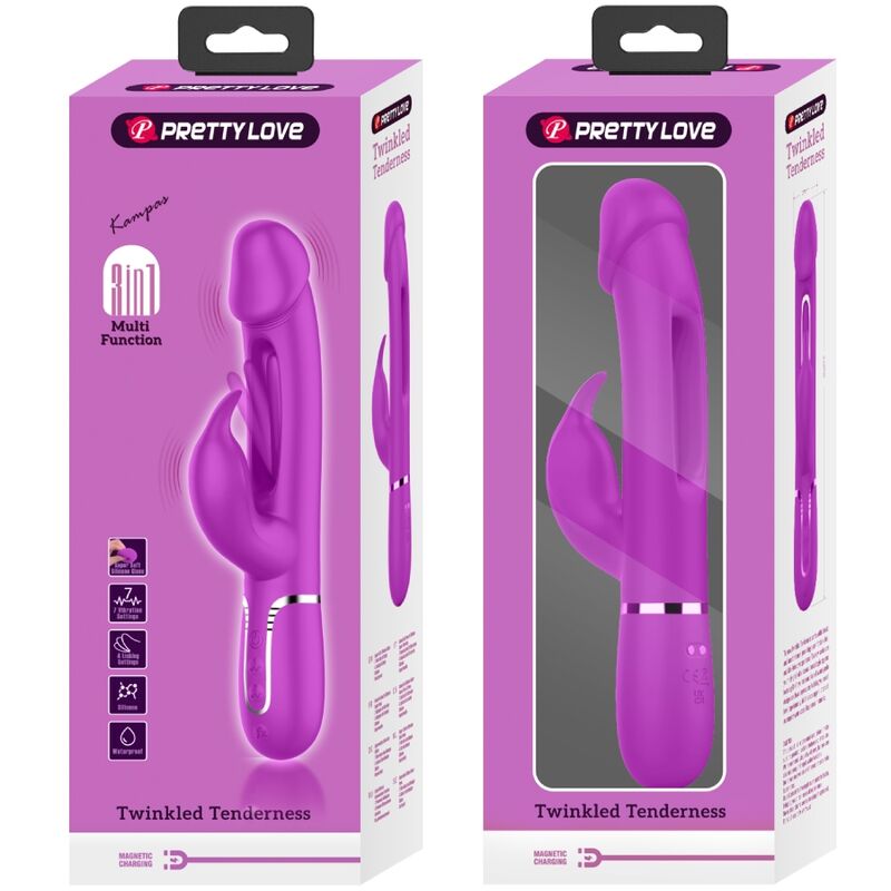 PRETTY LOVE - Kampas Rabbitvibrator 3-i-1 med tunge
