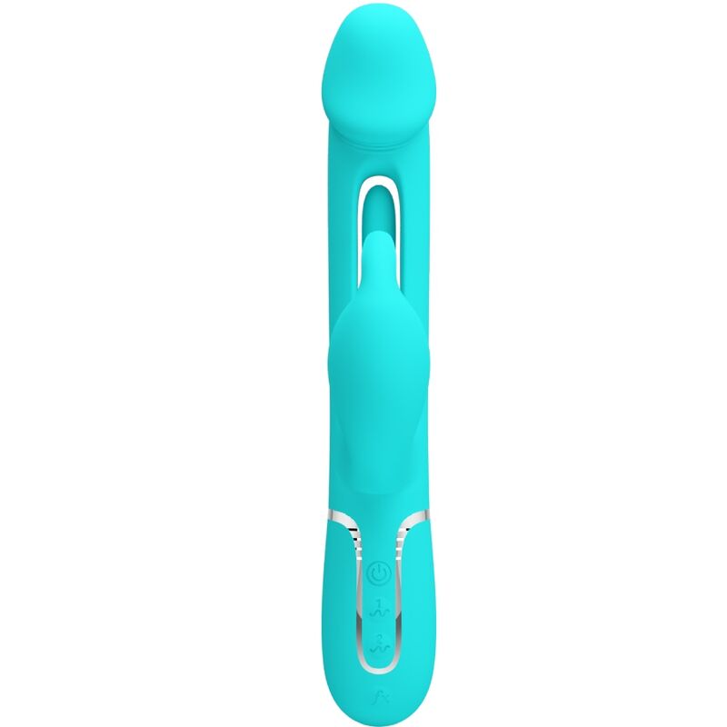 PRETTY LOVE - Kampas 3-i-1 Rabbitvibrator med tunge Akvagrønn