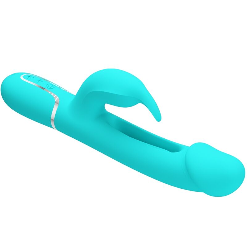 PRETTY LOVE - Kampas 3-i-1 Rabbitvibrator med tunge Akvagrønn