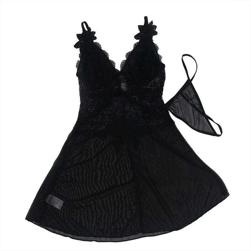 SUBBLIME - Babydoll i tyll med blonde- og blomsterdetalj
