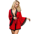 SUBBLIME - Transparent kimono med blonde-detalj Rød
