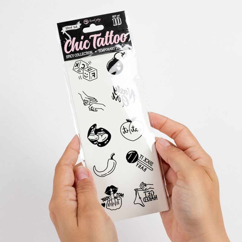 SECRET PLAY - Midlertidige Tatoveringer Spicy Collection Sett med 10