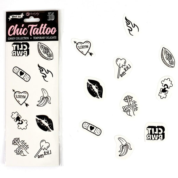 SECRET PLAY - Midlertidige Tatoveringer Candy Collection Sett med 10