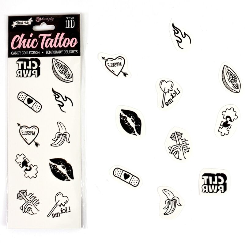 SECRET PLAY - Midlertidige Tatoveringer Candy Collection Sett med 10