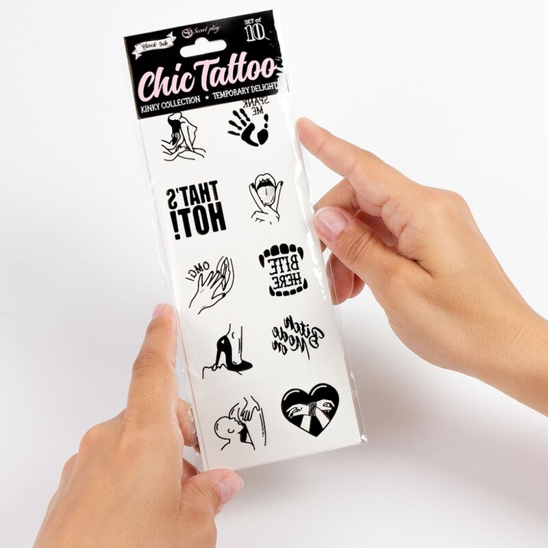 SECRET PLAY - Midlertidige Tatoveringer Kinky Collection Sett med 10