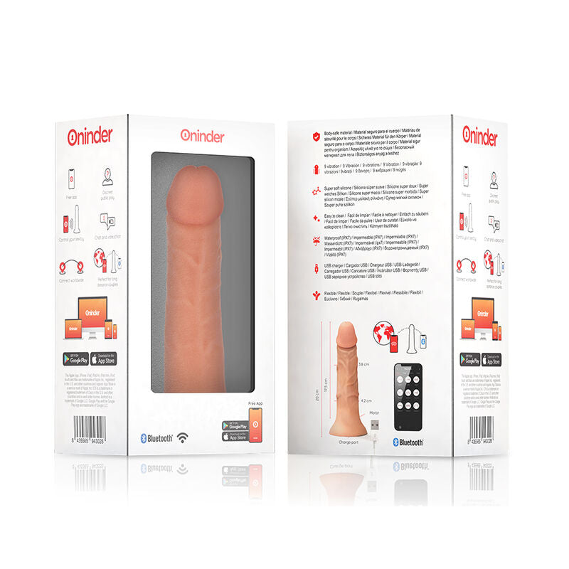 ONINDER - Bogotá Vibrerende dildo Medium 9 hastigheter Naturlig 20 cm (gratis app)