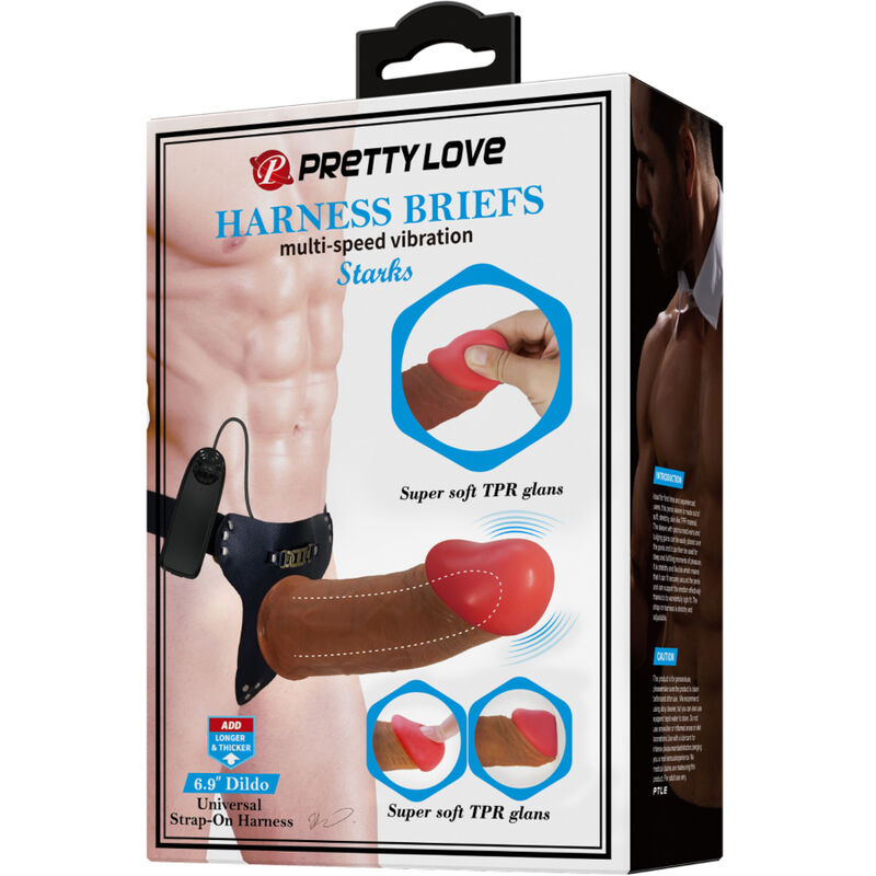PRETTY LOVE - Starks Vibrerende strap-on med seletøy-truse 17,5 cm