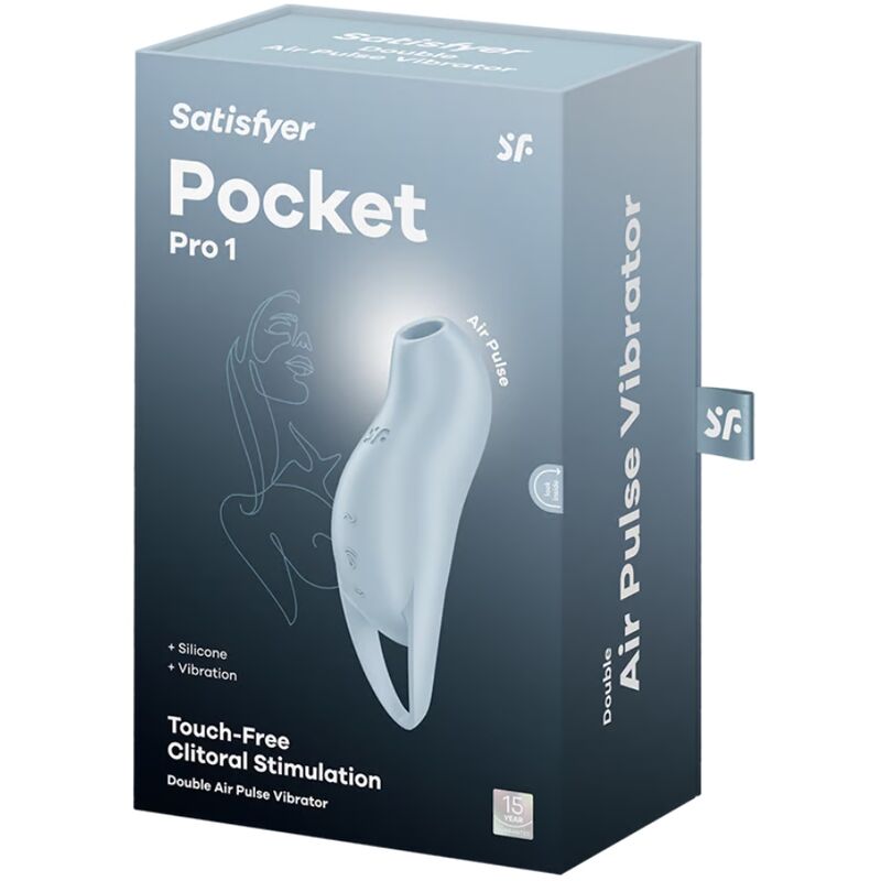 SATISFYER - Pocket Pro 1 Lufttrykksvibrator Lyseblå