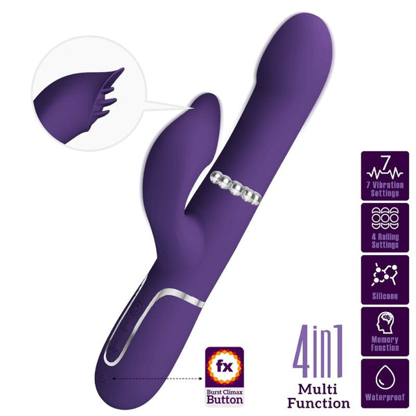 PRETTY LOVE - Zalin Rabbitvibrator med kuler 4-i-1