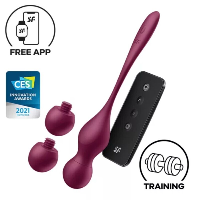 SATISFYER - Love Birds Vary Knipekuler med gratis app Vinrød