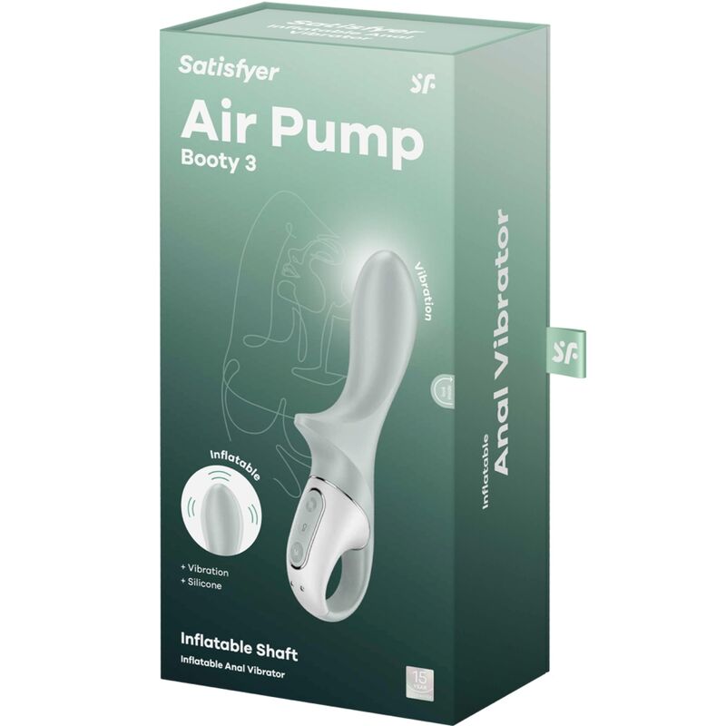 SATISFYER - Air Pump Booty 3 Oppblåsbar analvibrator Grågrønn
