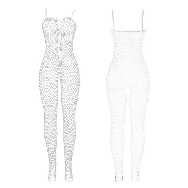 SUBBLIME - Bodystocking i nett med åpen skritt og sløyfer