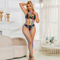 SUBBLIME - Nettingbodystocking med Halterhals Regnbue