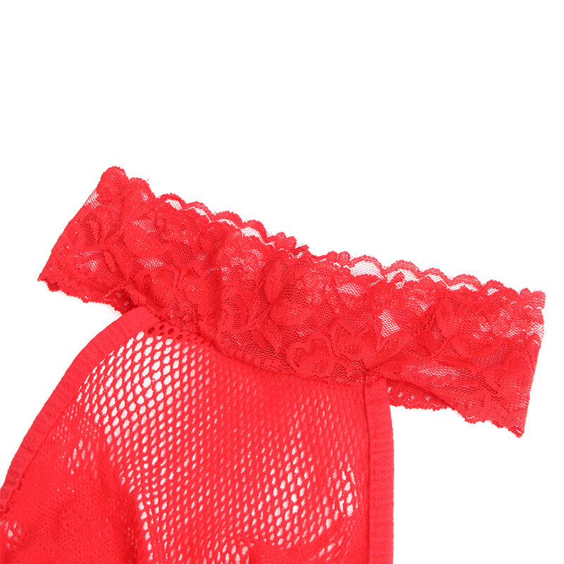 SUBBLIME - Bodystocking i nett og blonde med åpen skritt og høy hals