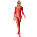 SUBBLIME - Langermet Nettingbodystocking med Rutemønster Rød