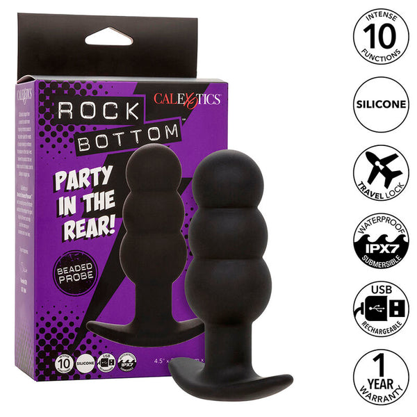 CALEXOTICS - Rock Bottom Analplugg med perler 10 vibrasjoner Silikon