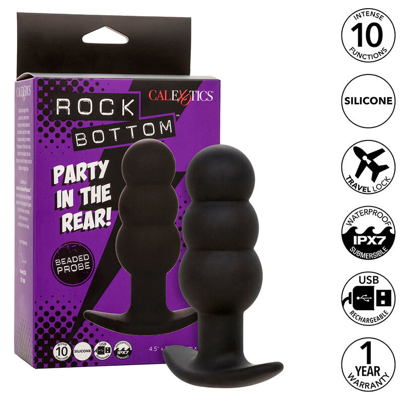 CALEXOTICS - Rock Bottom Analplugg med perler 10 vibrasjoner Silikon