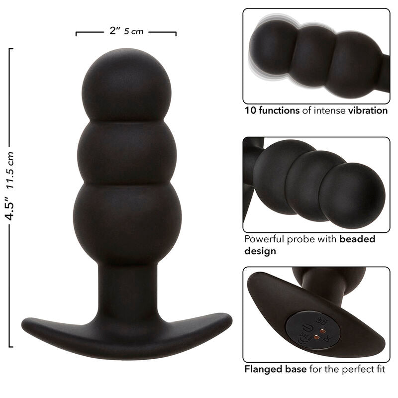 CALEXOTICS - Rock Bottom Analplugg med perler 10 vibrasjoner Silikon
