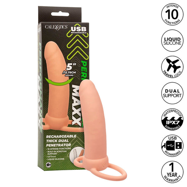 CALEXOTICS - Performance Maxx Tykk Dobbelpenetrator 10 vibrasjoner Naturfarge