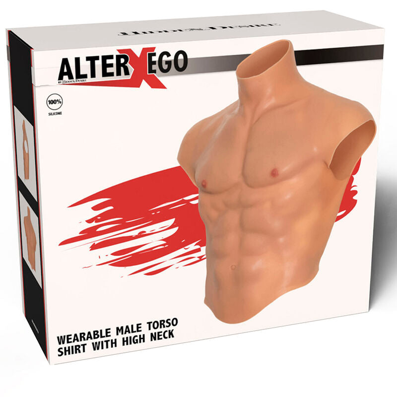 HIDDEN DESIRE - Alter Ego Silikon torso-skjorte med magemuskler Flesh