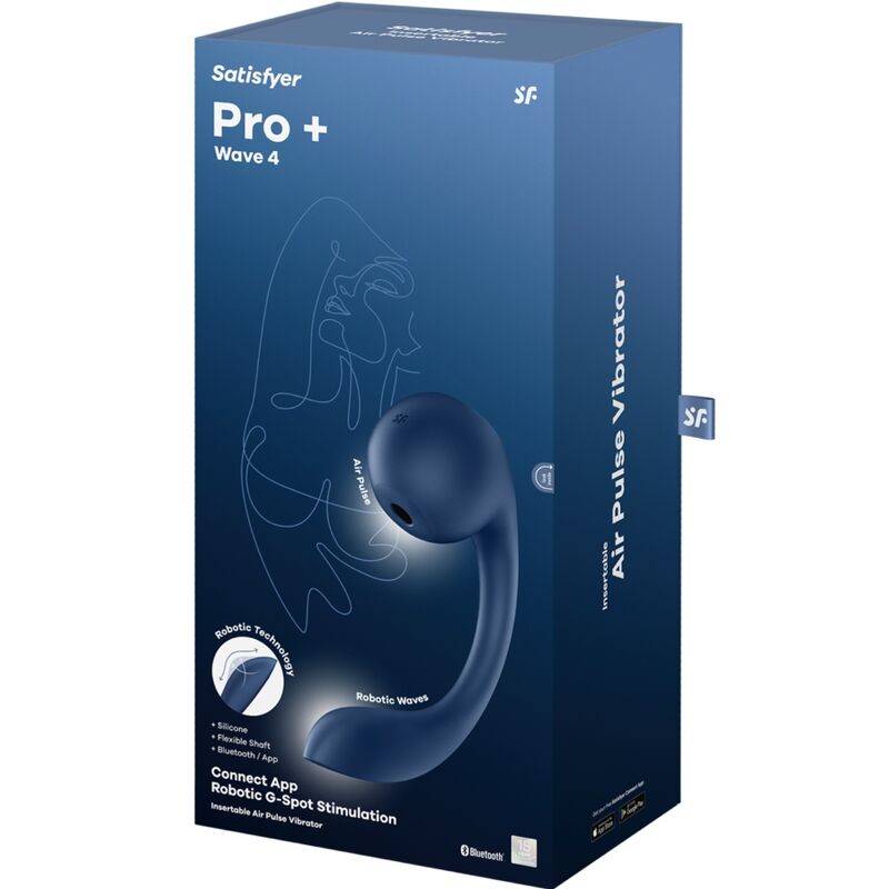 SATISFYER - Pro+ Wave 4 G-punkts- og lufttrykksstimulator med gratis app Mørkeblå