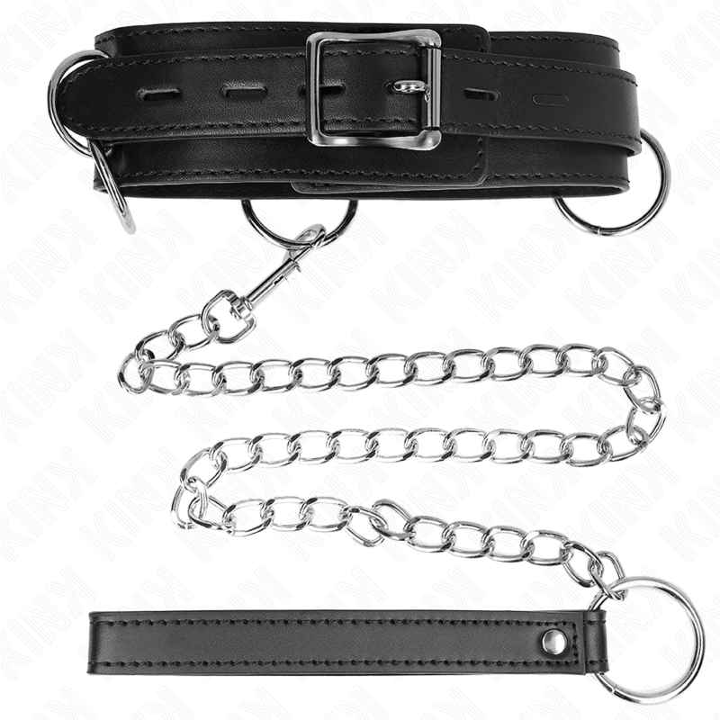 KINK - Slave-halsbånd med 3 ringer og stropp