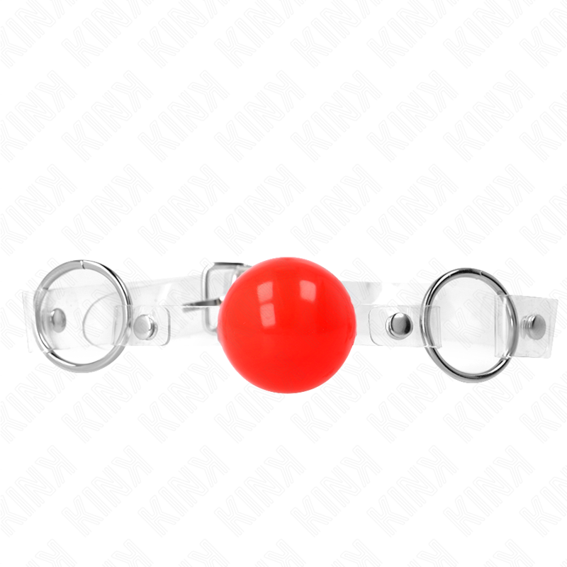 KINK - Ball-gag i Transparent PVC 4 cm Rød Justerbar