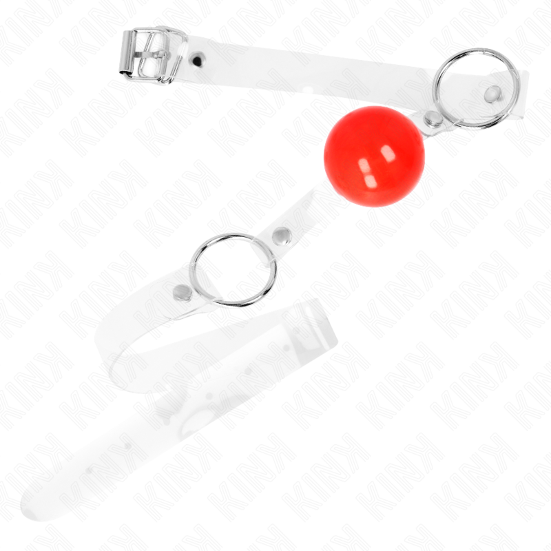 KINK - Ball-gag i Transparent PVC 4 cm Rød Justerbar